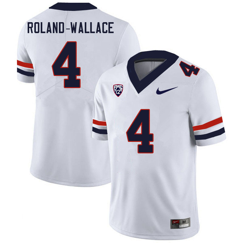 Men #4 Christian Roland-Wallace Arizona Wildcats College Football Jerseys Sale-White - Click Image to Close